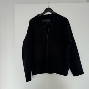 Oak + Fort Black Rayon Zipper Front Jacket